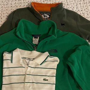 One Lacoste shirt and 2 Fleeces - North Face and Black Dog ***Preppy and Cute!